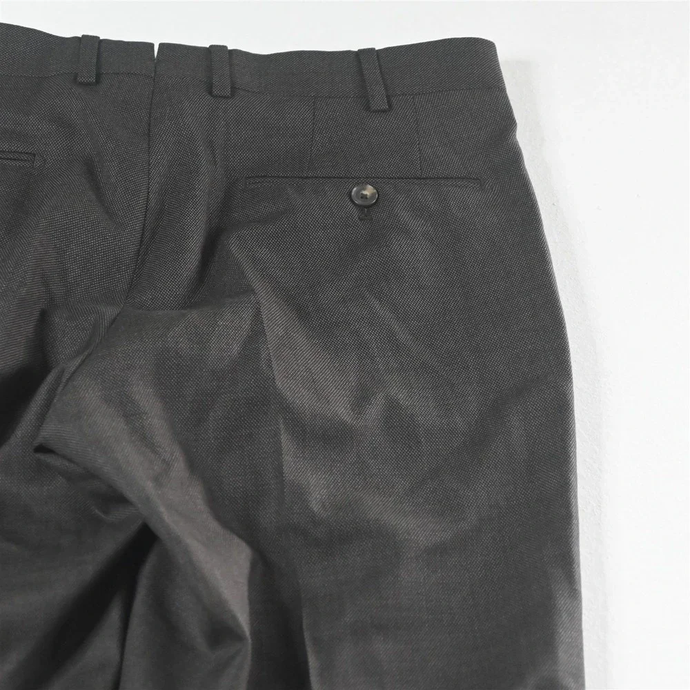 Vitale Barberis 32x32 Brown Birdseye‎ Revenge Wool Straight Dress Mens Pants